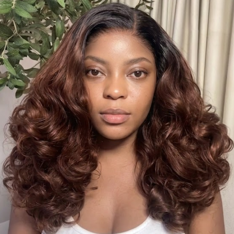 Dark Root Ombre Chocolate Brown Body Wave Lace Wig- Rafarada