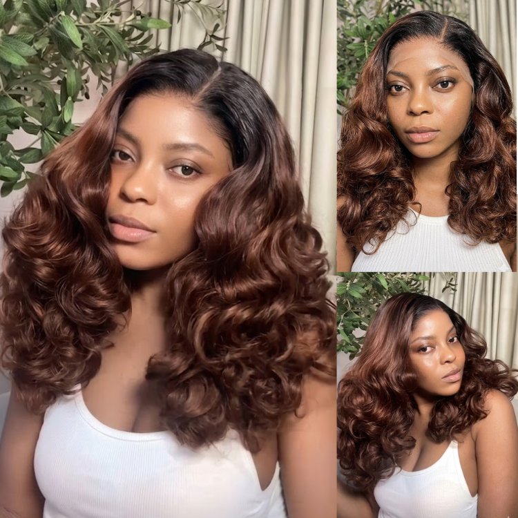 Dark Root Ombre Chocolate Brown Body Wave Lace Wig- Rafarada