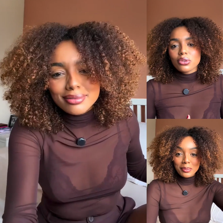 Luxury Glueless 13x4 HD Lace Frontal Human Hair Kinky Curly Wig - Dark Root to Honey Brown Ombre- Rafarada