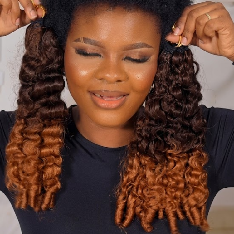 Auburn Copper Ombre Deep Wave Bulk Human Hair for Braiding - Chocolate to Copper Gradient Micro Braids Extensions- Rafarada