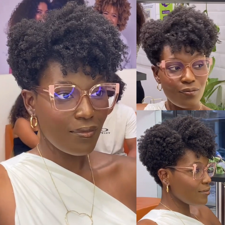 Natural Deep Coily Short Pixie Wig - Voluminous Afro Texture - Defined Kinky Curly Human Hair Jet Black Color - Rafarada