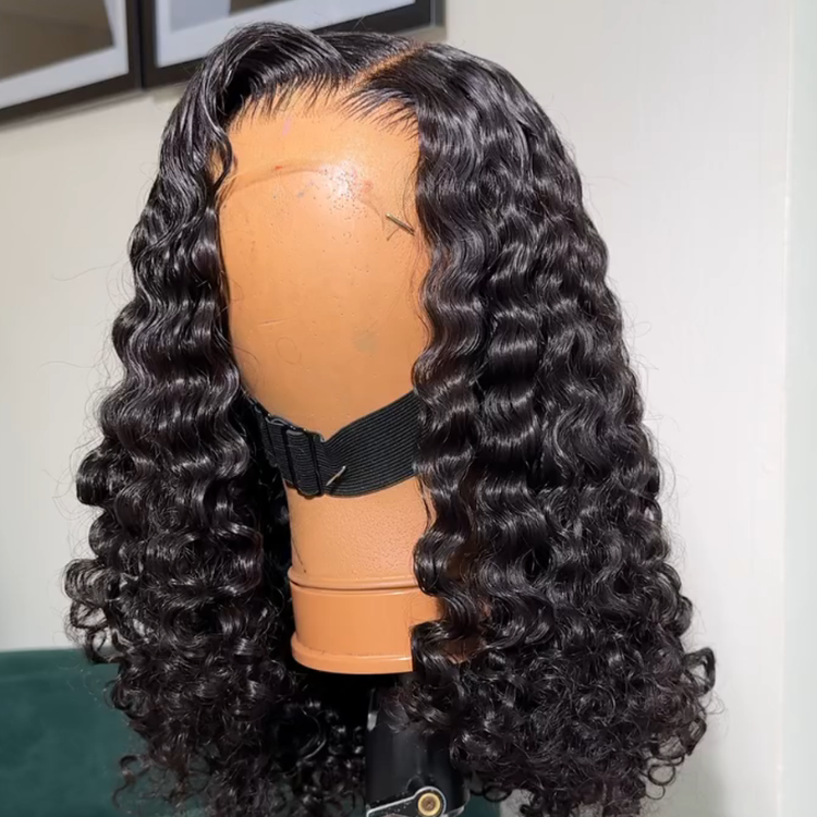 Deep Wave Human Hair Wig in Natural Black - Defined Wet & Look Curls - Rafarada