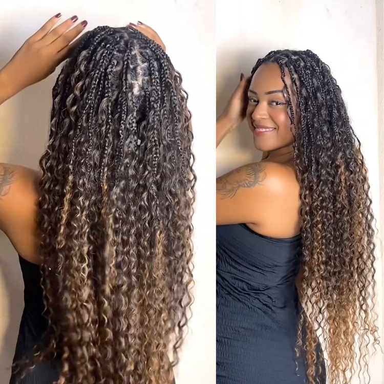 T1B/30 Golden Brown Ombre Deep Wave Crochet Hair - Synthetic Deep Curly Braiding Hair Extensions for Black Women - Rafarada