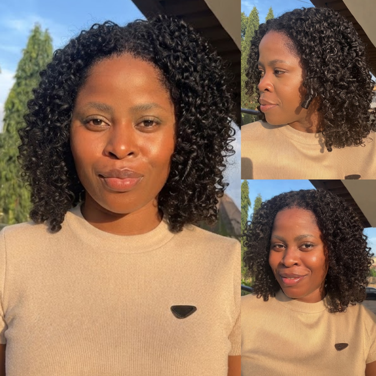 Natural Black Defined Deep Wave Curly Human Hair Wig - Voluminous Bouncy Curls- Rafarada