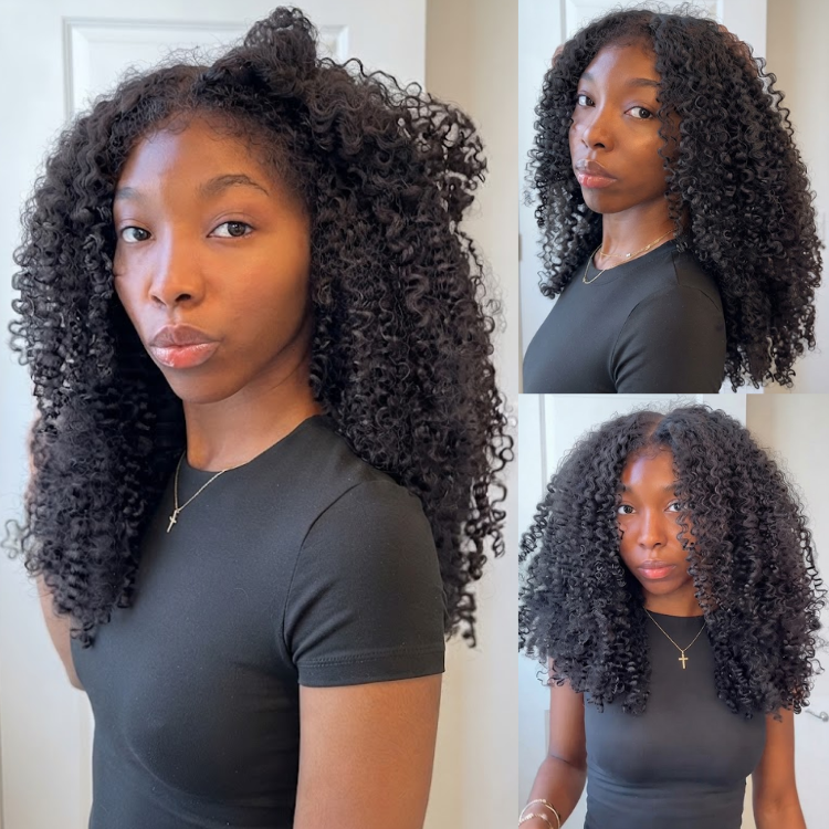 Extra Thick Natural Black Kinky Curly Lace Front Wig Natural Fullness, Baby Hair, HD Transparent Lace- Rafarada