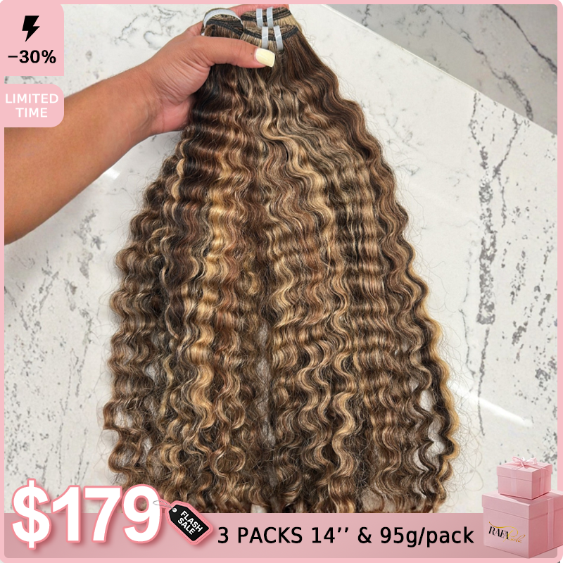 Piano Highlight Burmese Curly Mix Color Human Hair Bundles P4/30/27 Colored Weave Hair Extensions - Rafarada