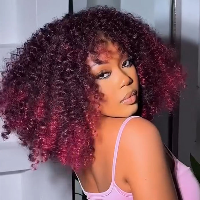 Ombre Burgundy Color Loose Wave Human Hair Feather Crochet Boho Hair for Braiding - Rafarada