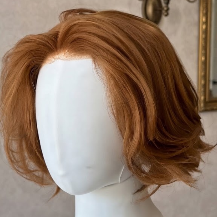 Ginger Copper Auburn Human Hair Wig - Voluminous Blunt Cut Bob - Glueless 13x4 HD Lace Front Wig Natural Hairline- Rafarada