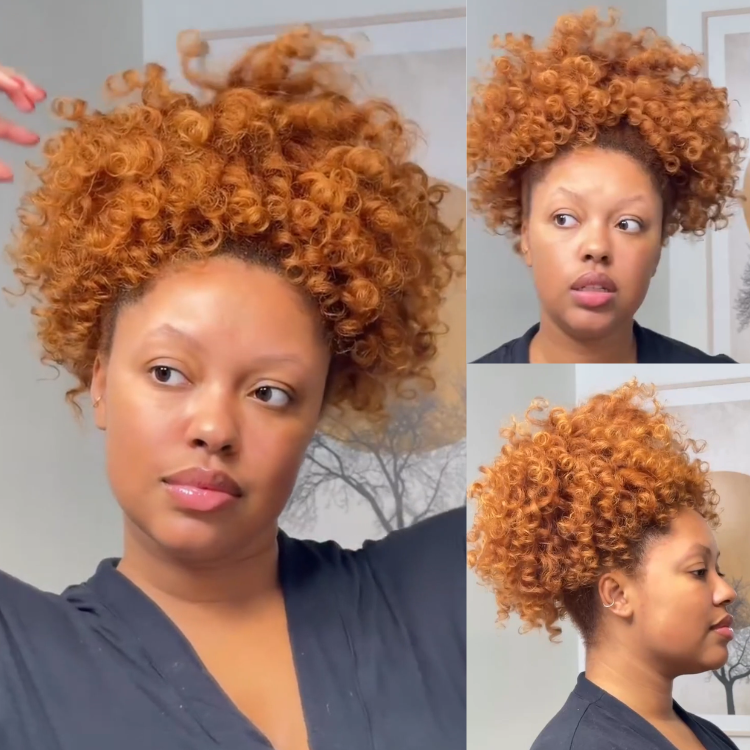 Ginger Orange Fluffy Curly Human Hair Drawstring Ponytail Hair Extensions For Women - Rafarada