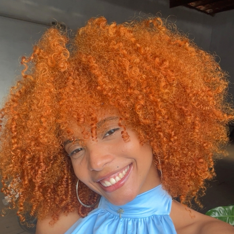 Ginger Orange Kinky Coily Wig with Bangs - Voluminous Afro Curly Glueless Human Hair Wig- Rafarada