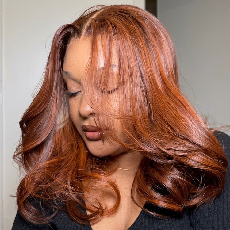 Milk Tea Brown Color Body Wave Human Hair Wig 13x4 Lace Front Ginger Colored Wig  - Rafarada