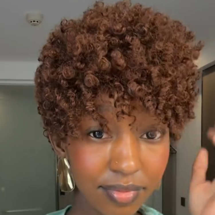 Natural Black Bouncy Ringlet Curls Human Hair Wig - Glossy Short Coily Pixie Wig with Defined Texture   - Rafarada