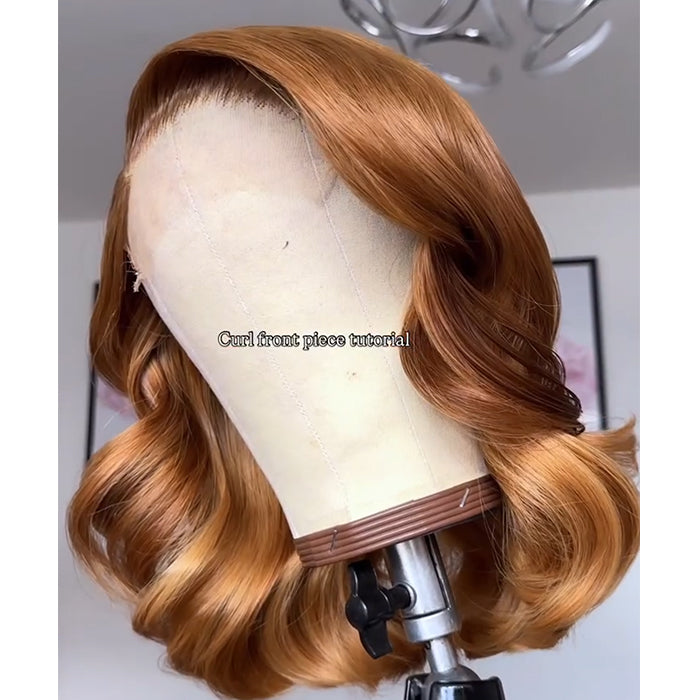 Glueless Honey Copper Brown Layered Body Wave Wig 90s Bouncy Blowout Lace Front Wig - Rafarada