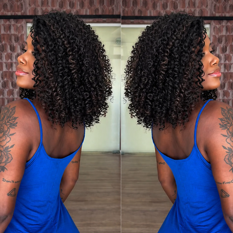 Glueless Jerry Curly Human Hair Glueless Wigs 6*4 Black Wig With Brown Highlight Natural Lace Front Wigs - Rafarada