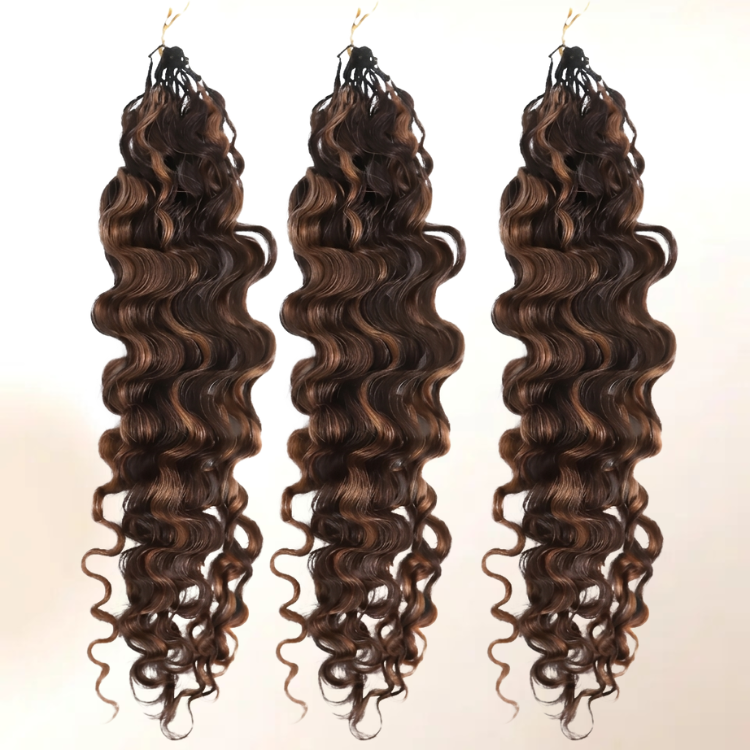 Highlight Burmese Curly Feather Crochet Hair Extensions P4/30 Color 100% Human Hair - Rafarada