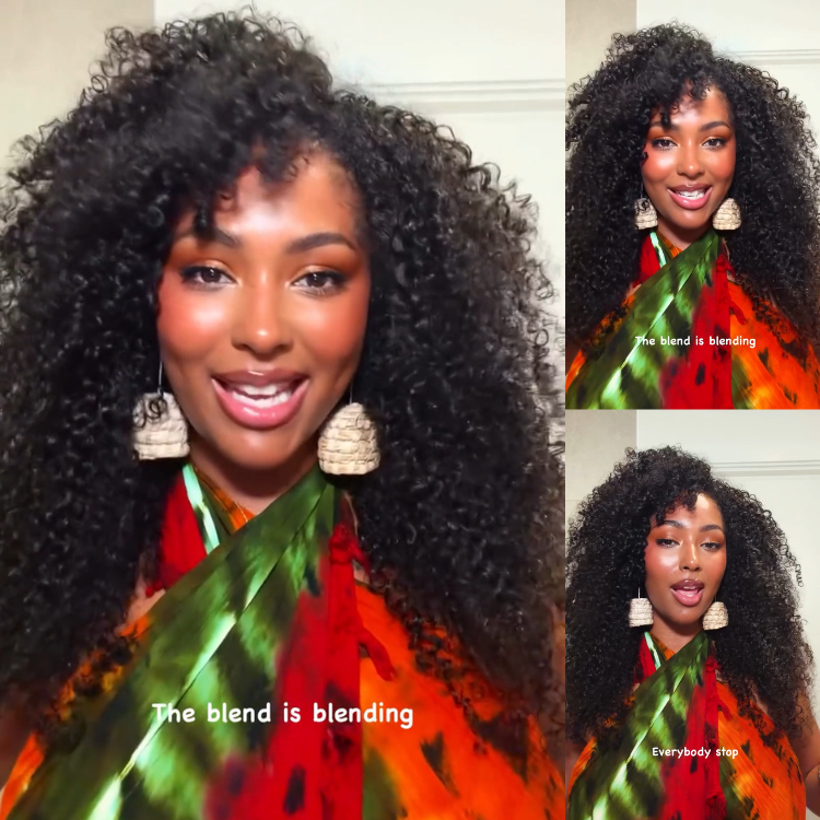 Glueless Half Wig Kinky Curly Voluminous & Natural Blend 3-In-1 Human Hair Half Wig - Rafarada