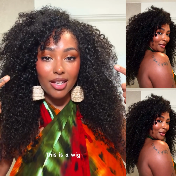 Glueless Half Wig Kinky Curly Voluminous & Natural Blend 3-In-1 Human Hair Half Wig - Rafarada
