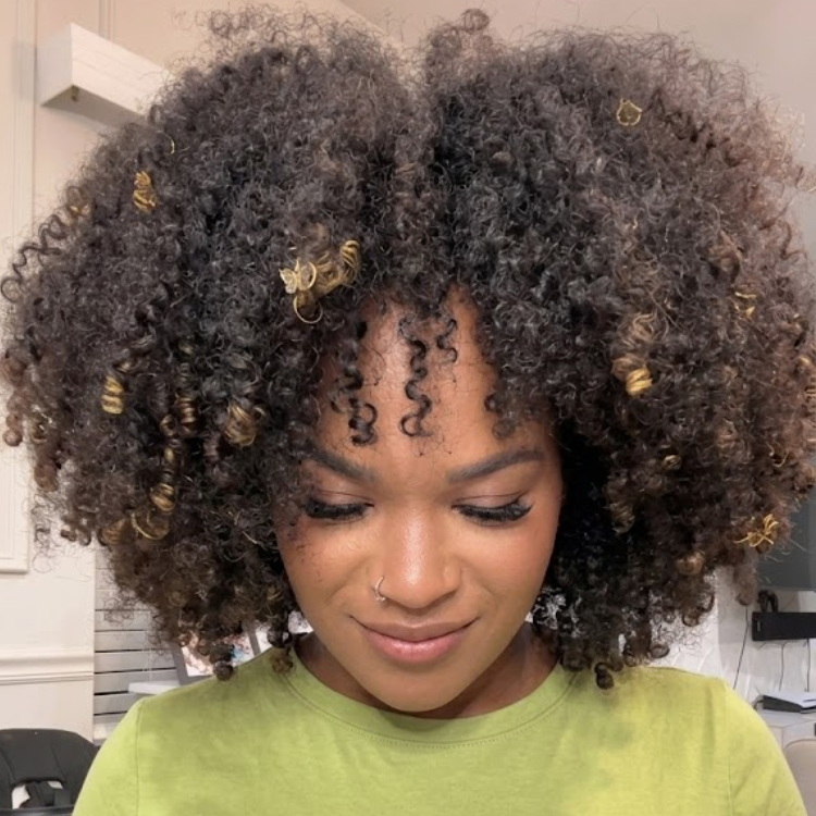 Afro Kinky Curly Glueless Wig with Bangs Natural Black Mix Honey Blonde Highlights High Volume Human Hair Wig- Rafarada