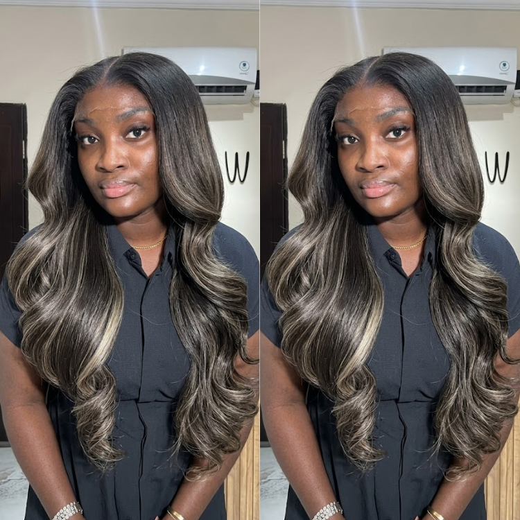 Dimensional Silver-Sand Highlights with Natural Root Melt Body Wave - Rafarada