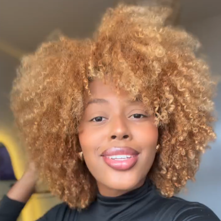 Honey Blonde Kinky Curly Afro Half Wig Throw and Go with Clips for Beginner Friendly - Rafarada