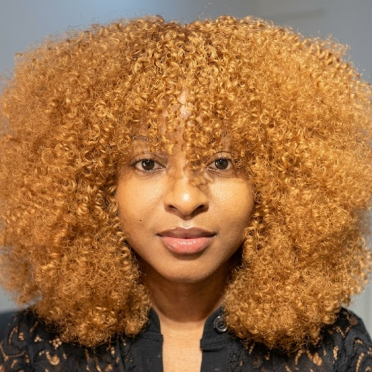 Honey Blonde Kinky Curly Wig with Bangs - Voluminous Afro Curly Glueless Human Hair Wig- Rafarada