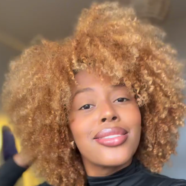 Honey Blonde Kinky Curly Afro Half Wig Throw and Go with Clips for Beginner Friendly - Rafarada