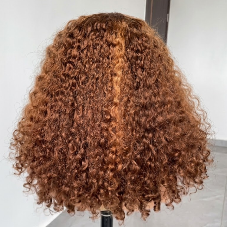 Honey Blonde Highlight Lace Front Wig Curly Deep Wave Human Hair Wigs for Women Glueless Jerry Curl Wigs- Rafarada
