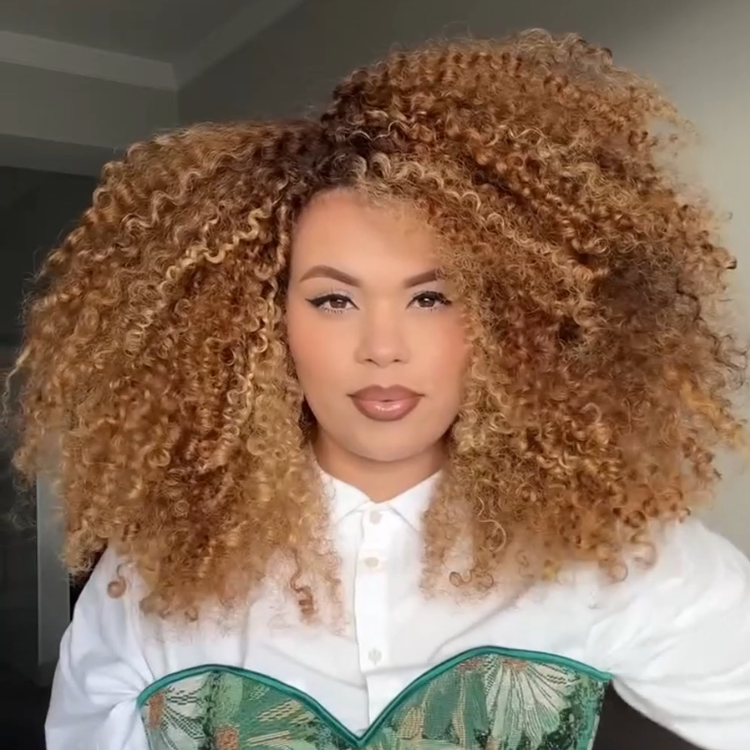 Honey Blonde Ombre Afro Kinky Curly Wig - Glueless 13x4 HD Lace Frontal Jerry Curly Wigs for Women High Density Big Hair- Rafarada