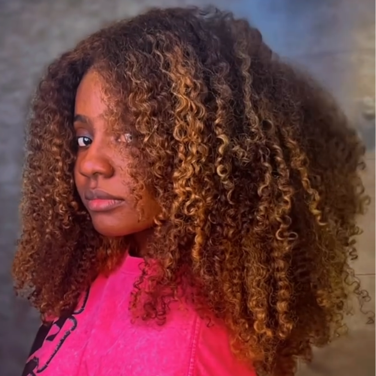 Honey Blonde Ombre Deep Kinky Curly Human Hair Wig - Voluminous Afro Textured Coils- Rafarada