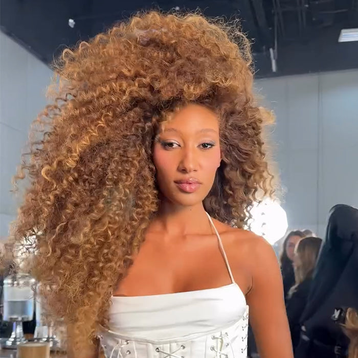Honey Blonde Highlighted Brazilian Kinky Curly Human Hair Wig Glueless Lace Natural Hairline Pre-Plucked Wig- Rafarada