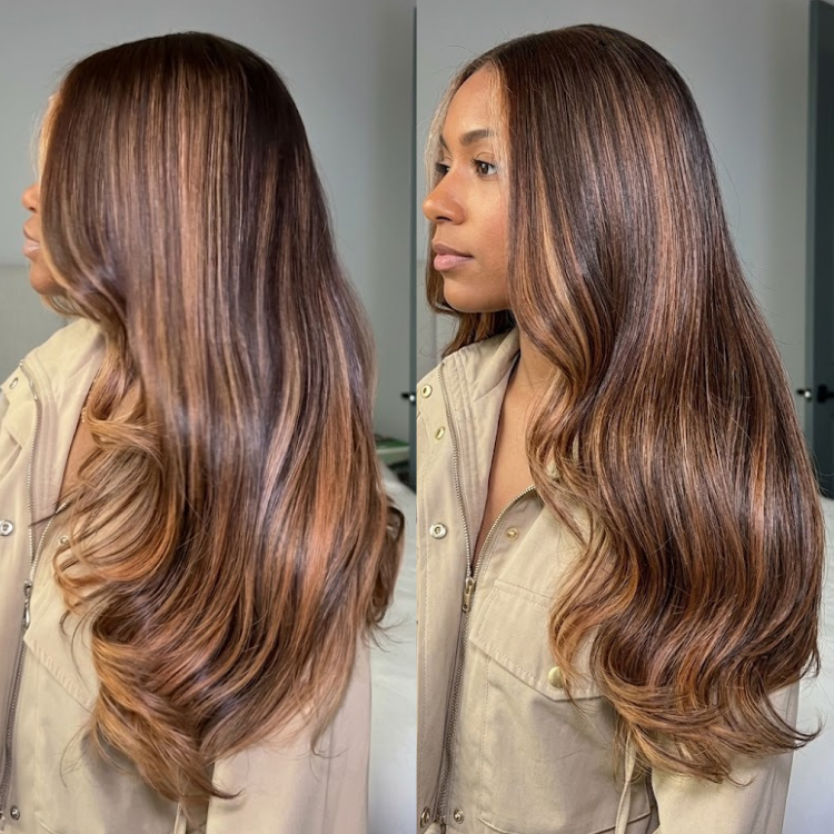 Honey Caramel Highlighted Brown Body Wave Human Hair Wig 13x4 Lace Front Money Piece Colored Wig  - Rafarada