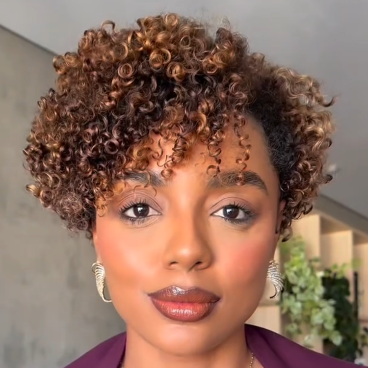 Bouncy Short 3C 4A Spiral Ringlets Pixie Cut Wig Honey Caramel Highlighted Full Lace & Glueless Human Hair Wig- Rafarada