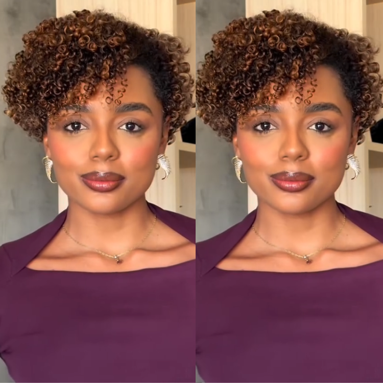 Bouncy Short 3C 4A Spiral Ringlets Pixie Cut Wig Honey Caramel Highlighted Full Lace & Glueless Human Hair Wig- Rafarada