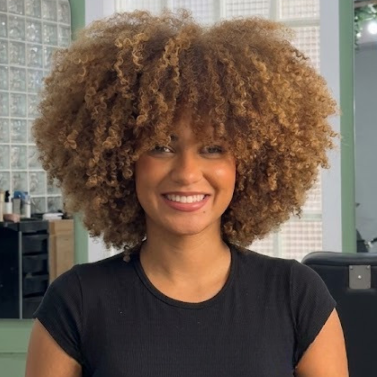 Honey Ginger Blonde 3C 4A Spiral Coils Lace Front Wig - Pre-Plucked Glueless HD Lace Human Hair Wig with Bangs- Rafarada
