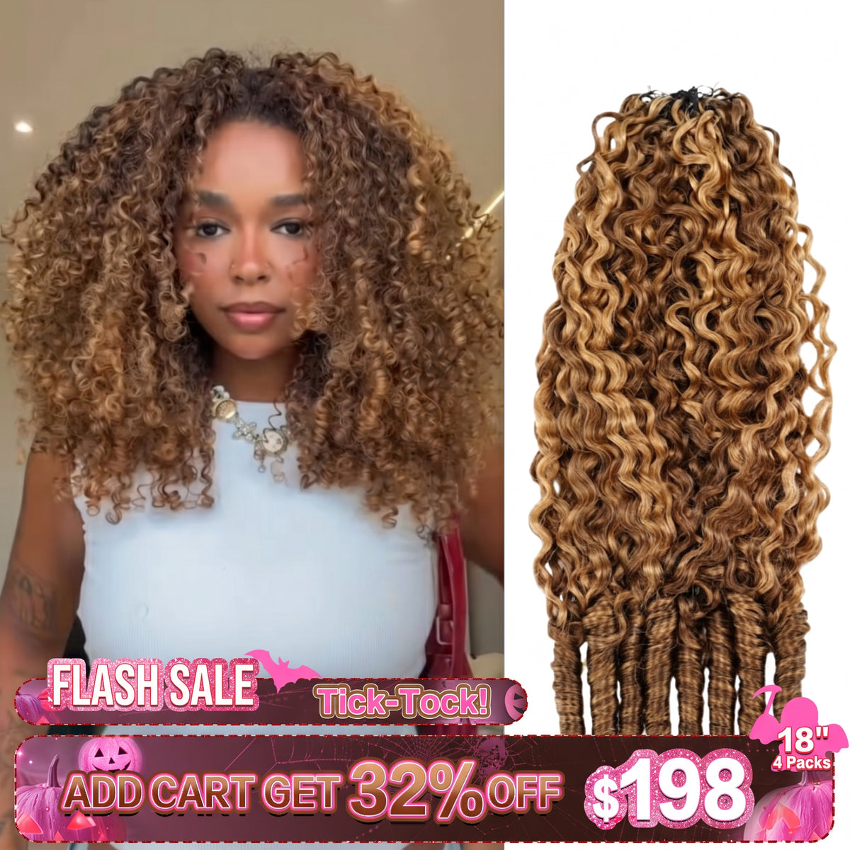 Mixed Honey Blonde Burmese Curl Crochet Hair P4/27 Brown Highlighted Curly Weave 100% Human Hair Extensions for Volume - Rafarada