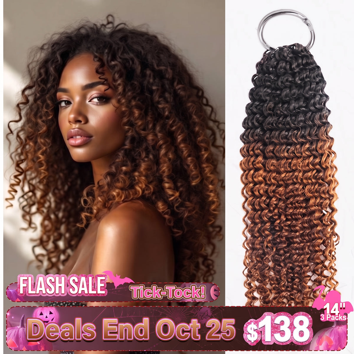 1B/30 Ombre Color Curly Crochet Hair 100% Human Crochet Braids Extensions - Rafarada