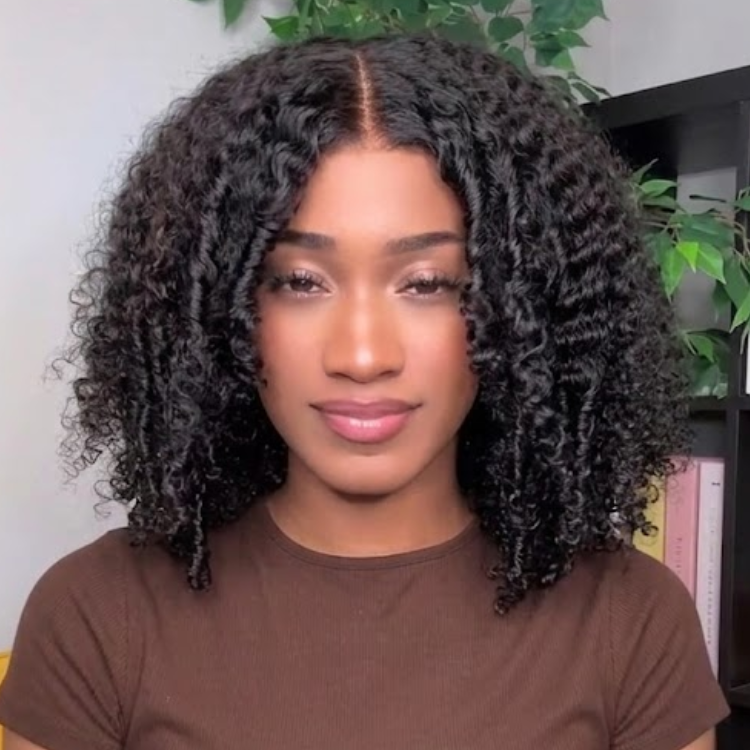 Jerry Curly Lace Front Human Hair Wigs for Women 13x4/4x4 HD Transparent Lace Closure Wig Pre-Plucked with Baby Hair Natural Black Kinky Curly Glueless Wig - Rafarada