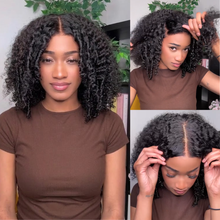 Jerry Curly Lace Front Human Hair Wigs for Women 13x4/4x4 HD Transparent Lace Closure Wig Pre-Plucked with Baby Hair Natural Black Kinky Curly Glueless Wig - Rafarada
