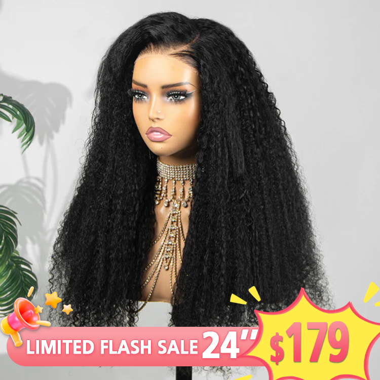 Flash Sale | Multi Texture Kinky Straight With Afro Curly Wig HD Lace Frontal Thick Curly Hair Glueless Wigs- Rafarada