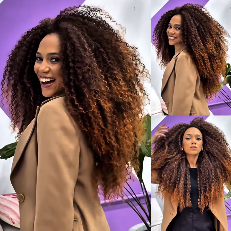 Sultry Gradient Kinky Coily Human Hair Wig: Deep Dark to Warm Caramel Ombre- Rafarada