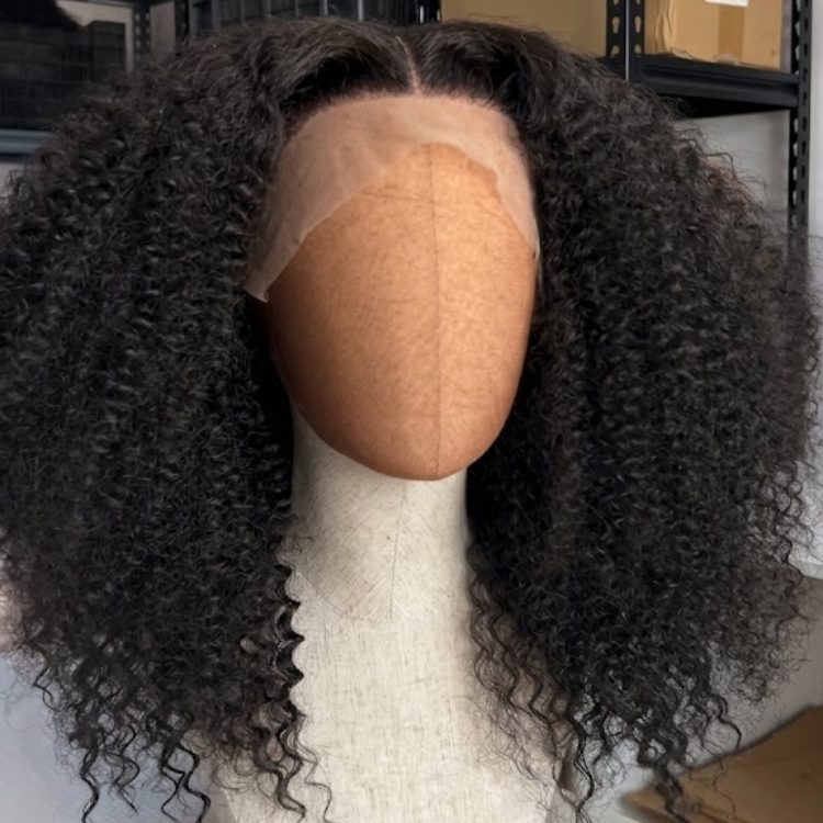 Kinky Curly Kinky Lace Front Human Hair Wigs Natural Black HD Transparent Lace Frontal Volume Wig 100% Human Hair Wigs for Women- Rafarada