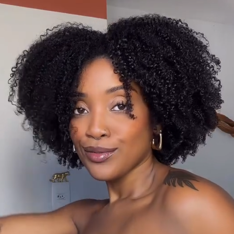 Voluminous Kinky Curly Glueless Human Hair Wig Natural Black Layered Afro Curly Wigs for Women- Rafarada