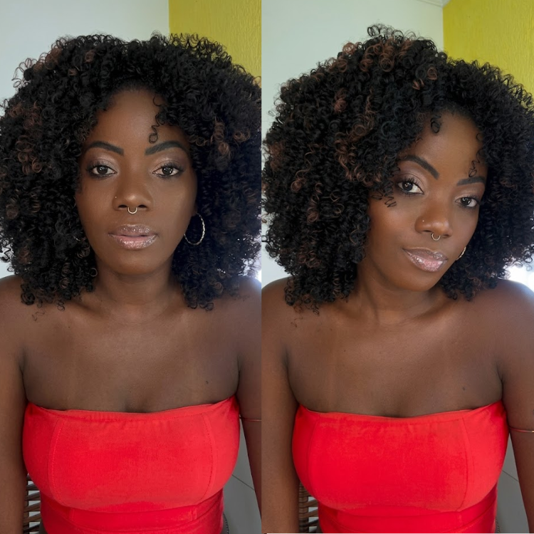 Black Afro Kinky Curly Lace Front Wig with Subtle Auburn Tips Glueless Human Hair Wig Natural Hairline- Rafarada