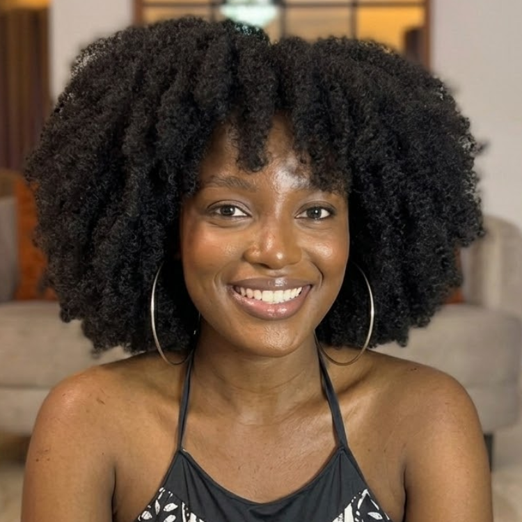 Kinky Curly HD Transparent Lace Frontal Human Hair Wig - Natural Black High Volume 100% Human Hair Wig for Women- Rafarada