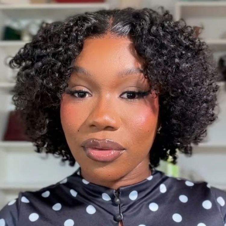 Sleek-Part Kinky Curly Wig with Defined Voluminous Curls - Rafarada