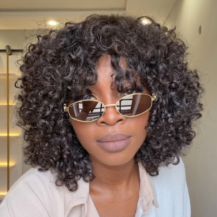 Glueless Kinky Curly Short Wig with Bangs Natural Black Wear & Go No Glue No Lace Cut Wigs- Rafarada