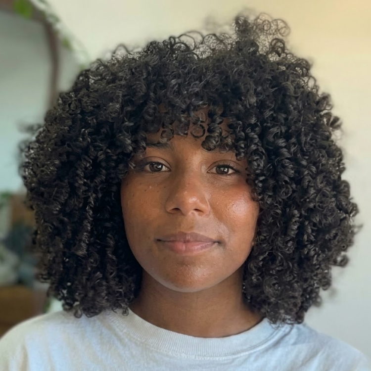 Kinky Spiral Curls Glueless Human Hair Wig with Bangs - Natural Black High Volume Bouncy 100% Human Hair Wig- Rafarada