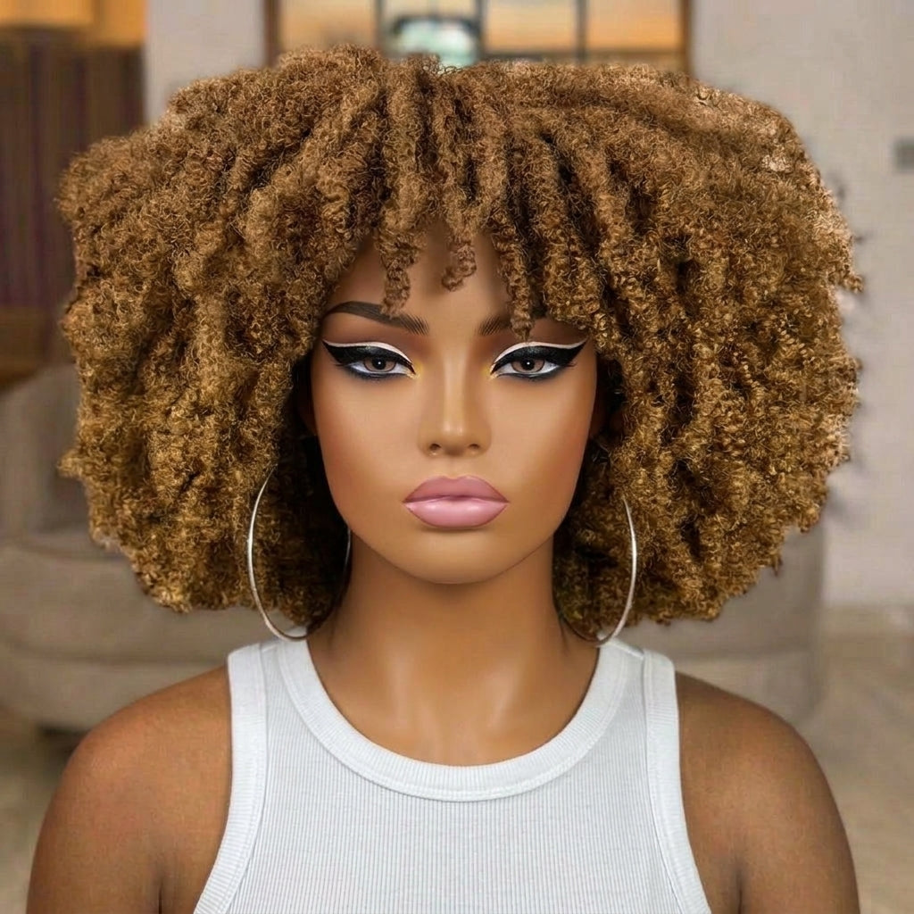 Kinky Curly HD Transparent Lace Frontal Human Hair Wig - Natural Black High Volume 100% Human Hair Wig for Women- Rafarada