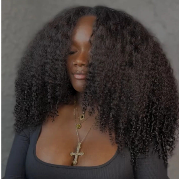 Multi Texture Kinky Straight With Spiral Human Hair Wig HD Lace Frontal Glueless Wigs- Rafarada