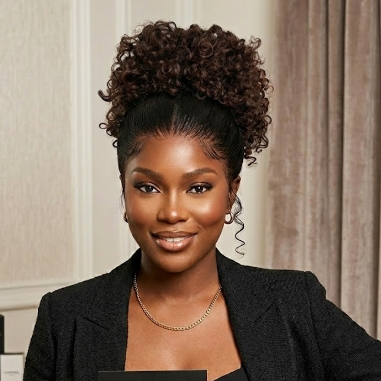 Ombre Natural Black to Deep Brown Curly 13x4 HD Lace Front Wig - Glueless High Volume Curls- Rafarada